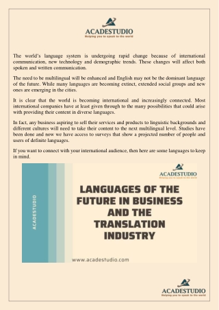 We have a list of languages of priority in the predictable future