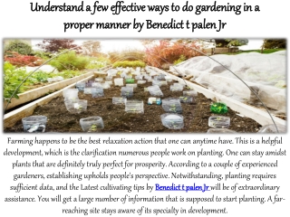 Understand a few effective ways to do gardening in a proper manner by Benedict t palen Jr