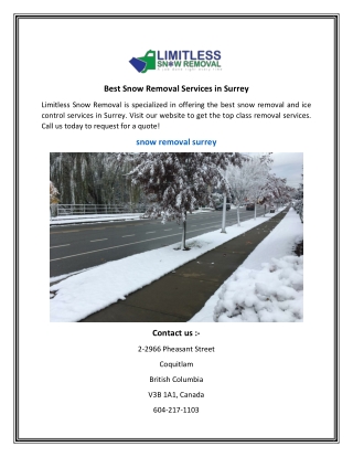 Best Snow Removal Services in Surrey