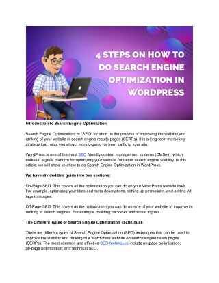 4 Steps on How to do Search Engine Optimization in WordPress