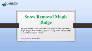 Snow Removal Maple Ridge | Snowlimitless.com
