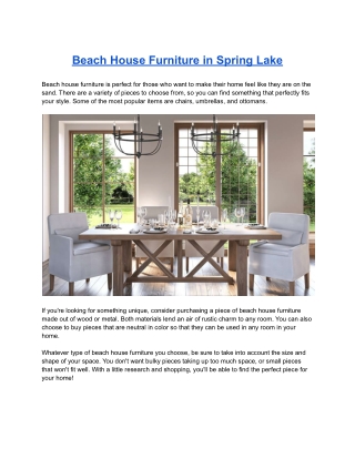 Beach House Furniture in Spring Lake