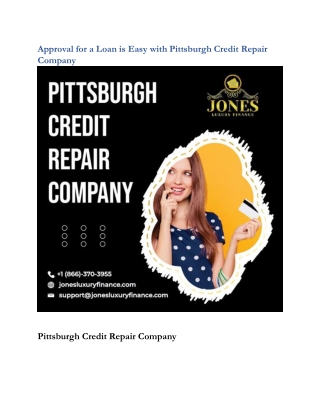 Approval for a Loan is Easy with Pittsburgh Credit Repair Company