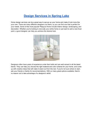 Design Services in Spring Lake