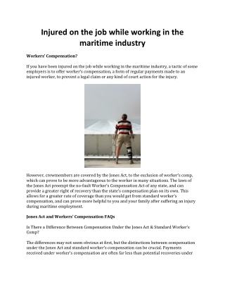 Injured on the job while working in the maritime industry