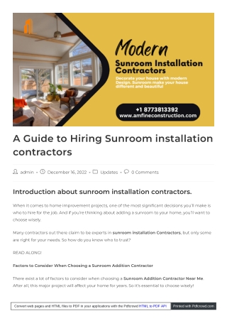 Best Sunroom Installation Contractors in USA