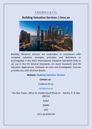 Building Valuation Services | Cnco.ae