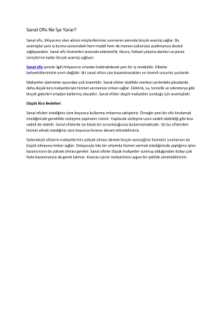 Sanal Ofis Ne İşe Yarar