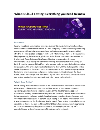 What is Cloud Testing Everything you need to know