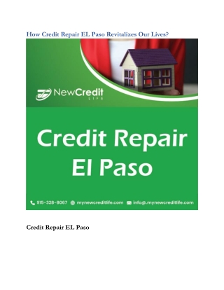 How Credit Repair EL Paso Revitalizes Our Lives