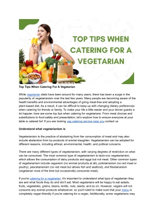 Top Tips When Catering For A Vegetarian
