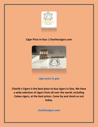 Cigar Price in Goa | Charliescigars.com