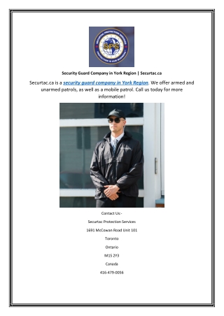 Security Guard Company in York Region | Securtac.ca