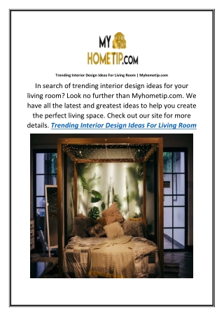 Trending Interior Design Ideas For Living Room | Myhometip.com