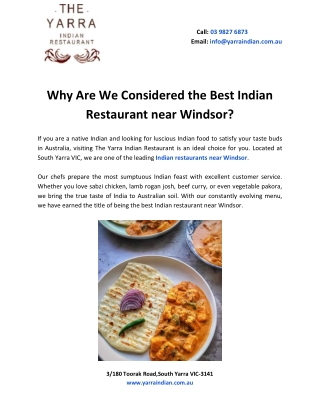 Why Are We Considered the Best Indian Restaurant in Windsor?