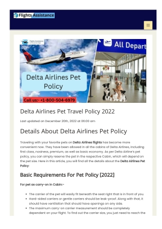 Delta Airlines Pet Travel Policy