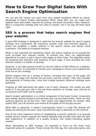 How to Grow Your Digital Sales with Search Engine Optimisation.