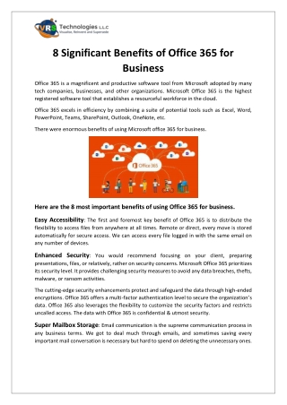 8 Significant Benefits of Office 365 for Business