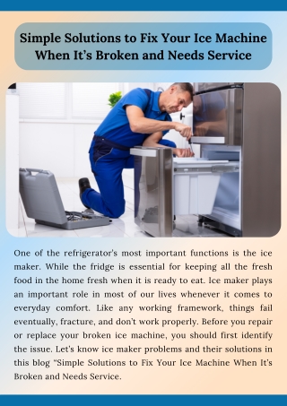 Simple Solutions to Fix Your Ice Machine When It’s Broken and Needs Service