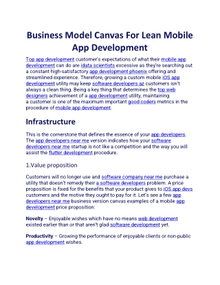 Business Model Canvas For Lean Mobile App Development