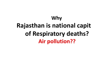 Why Rajasthan is national capital of Respiratory deaths Air pollution - Dr Sheetu Singh