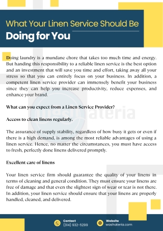 What Your Linen Service Should Be Doing for You