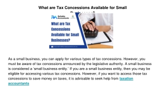 What are Tax Concessions Available for Small Businesses_