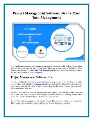 Project Management Software Jira vs Miro Task Management