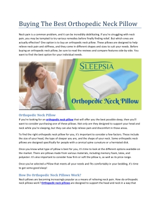 Buying The Best Orthopedic Neck Pillow