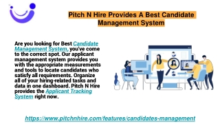 Pitch N Hire Provides A Best Candidate Management System