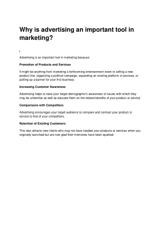 Why is advertising an important tool in marketing