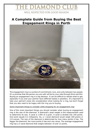 A Complete Guide from Buying the Best Engagement Rings in Perth