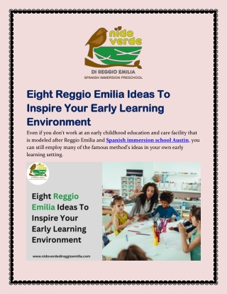 Eight Reggio Emilia Ideas To Inspire Your Early Learning Environment