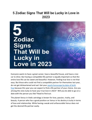 5 Zodiac Signs That Will be Lucky in Love in 2023