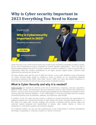 Why is Cyber security Important in 2023 Everything You Need to Know