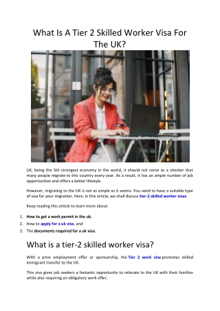 What Is A Tier 2 Skilled Worker Visa For The UK