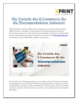 Die Vorteile des E-Commerce für die Warenproduktion Industrie