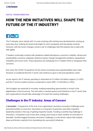 How the new Initiatives will Shape the Future of the IT Industry_