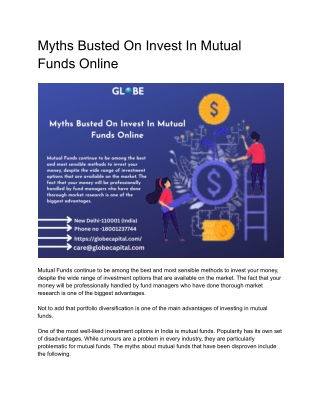 Myths Busted On Invest In Mutual Funds Online