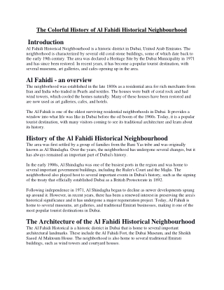 The Colorful History of Al Fahidi Historical Neighbourhood