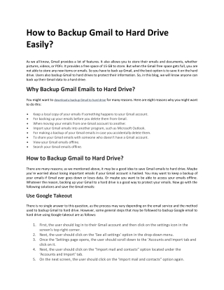 How to Backup Gmail to Hard Drive Easily