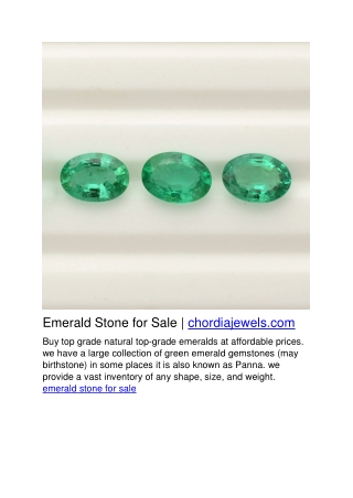 Emerald Stone for Sale | chordiajewels.com