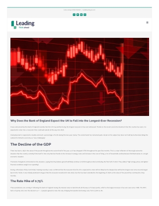 Why Does the Bank of England Expect the UK to Fall into the Longest Recession