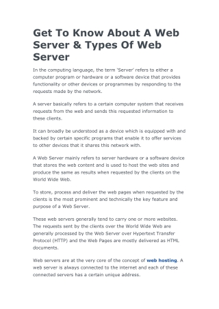 Types of Web server