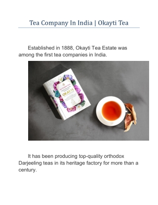 Tea Company In India | Okayti Tea