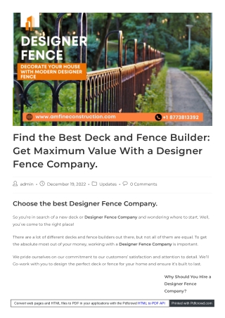 Choose the best Designer Fence Company in apex