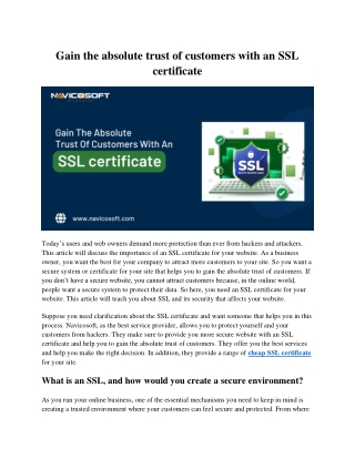 Gain the absolute trust of customers with an SSL certificate