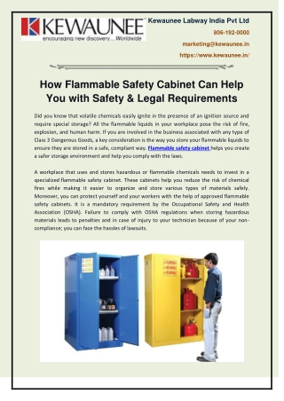How Flammable Safety Cabinet Can Help You with Safety & Legal Requirements