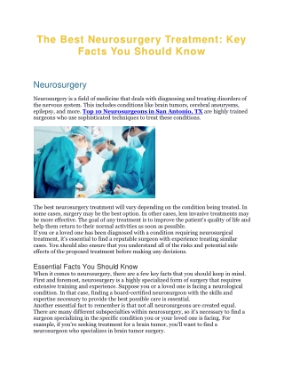 Best Neurosurgery Treatment in San Antonio