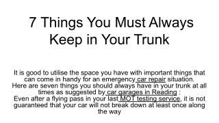 7 Things You Must Always Keep in Your Trunk